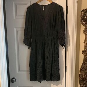Black silk-cotton blend dress